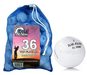 Top Flite pre-owned golf ball mix in mesh bag for easy transport