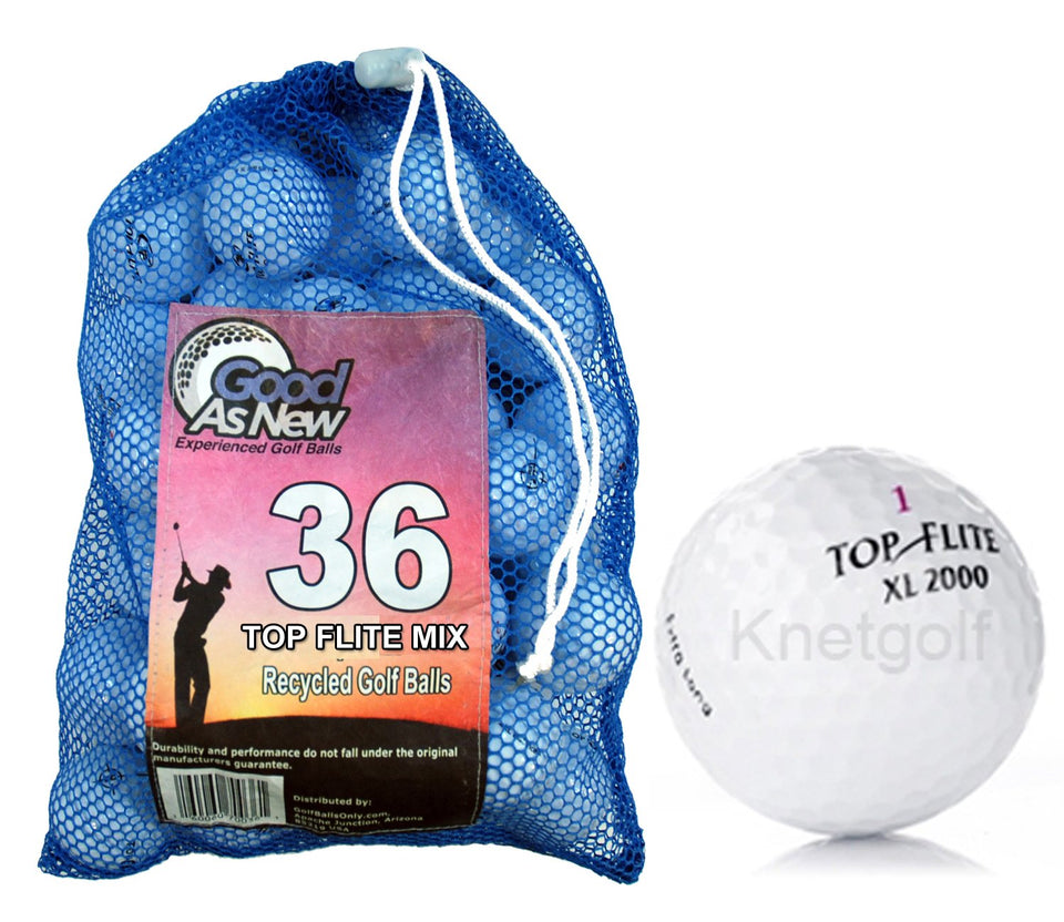 Top Flite pre-owned golf ball mix in mesh bag for easy transport