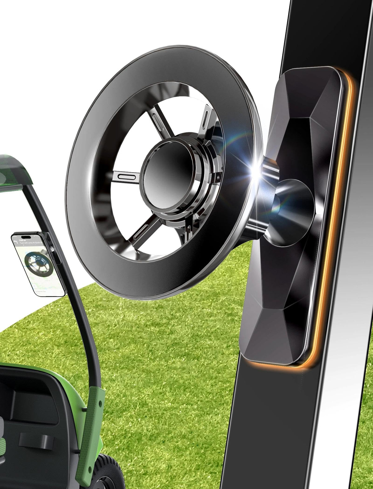 TOPGO alloy magnetic golf cart phone holder base secures devices on shafts