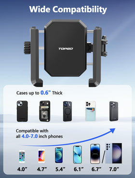 TopGo universal 4-7 inch phones fit iPhone Galaxy Pixel.