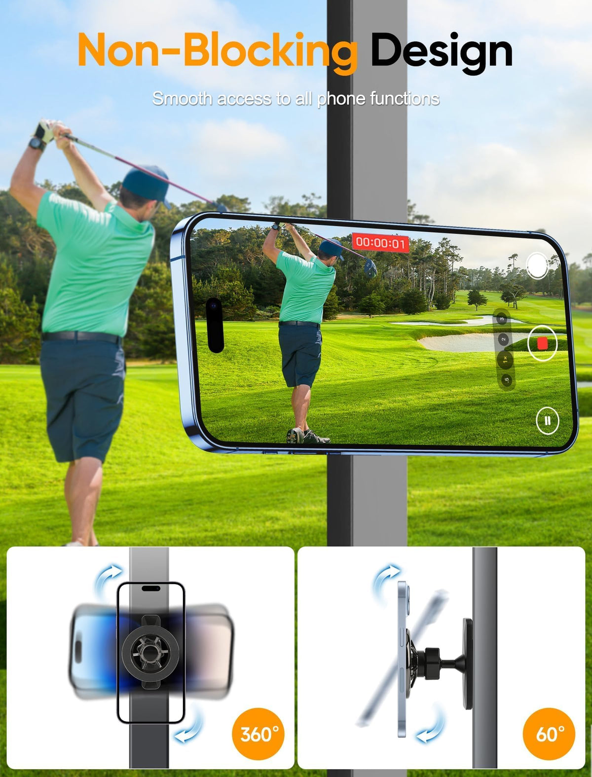 TOPGO swing-recording ready holder lets you capture shots clearly