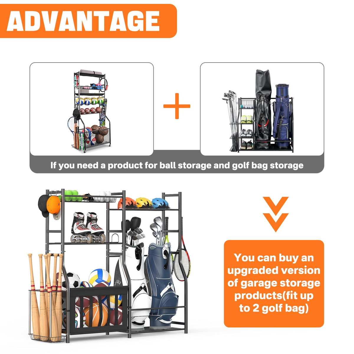 TORACK golf bags stand compact storage showcasing organized shelves.