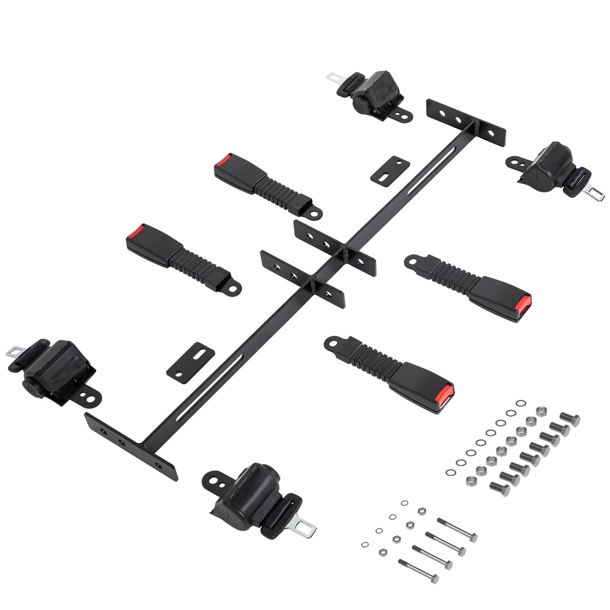 Toriexon golf cart seat belt kit front view shows durable four-passenger safety