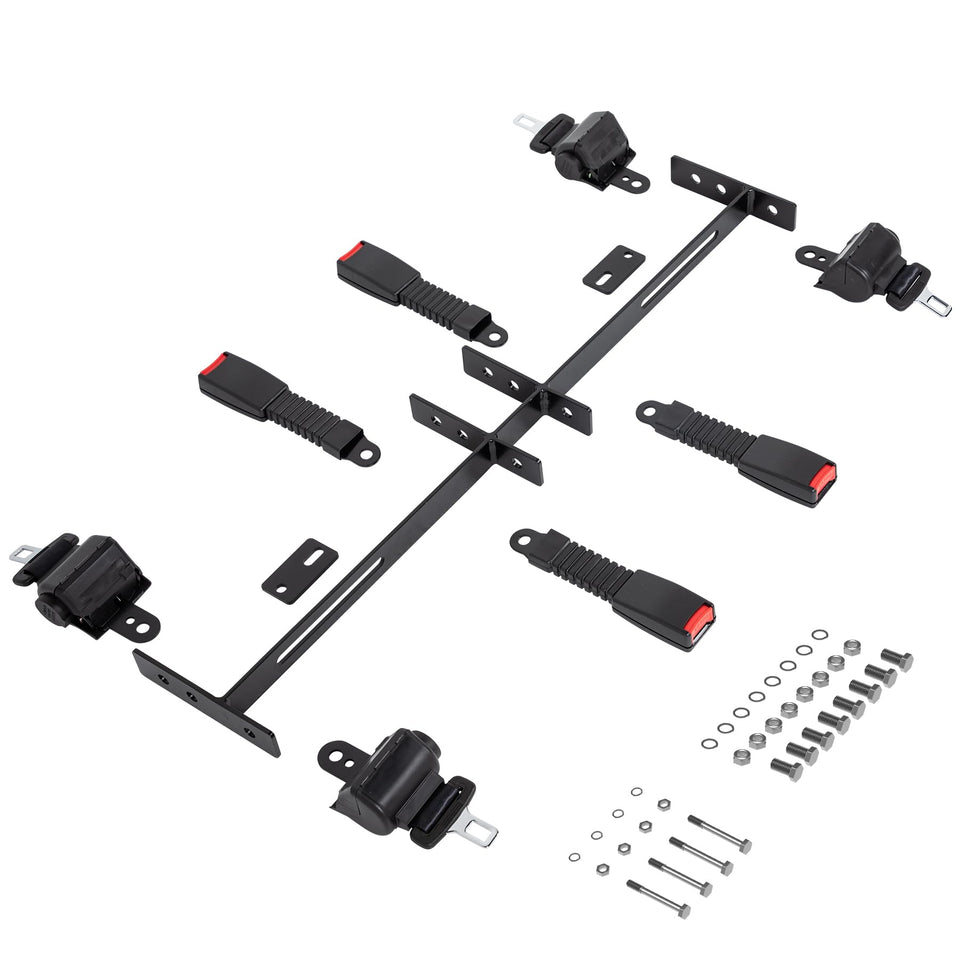 Toriexon golf cart seat belt kit front view shows durable four-passenger safety