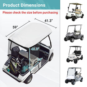 Toriexon sun shade on EZGO TXT demonstrating full roof coverage for hot days