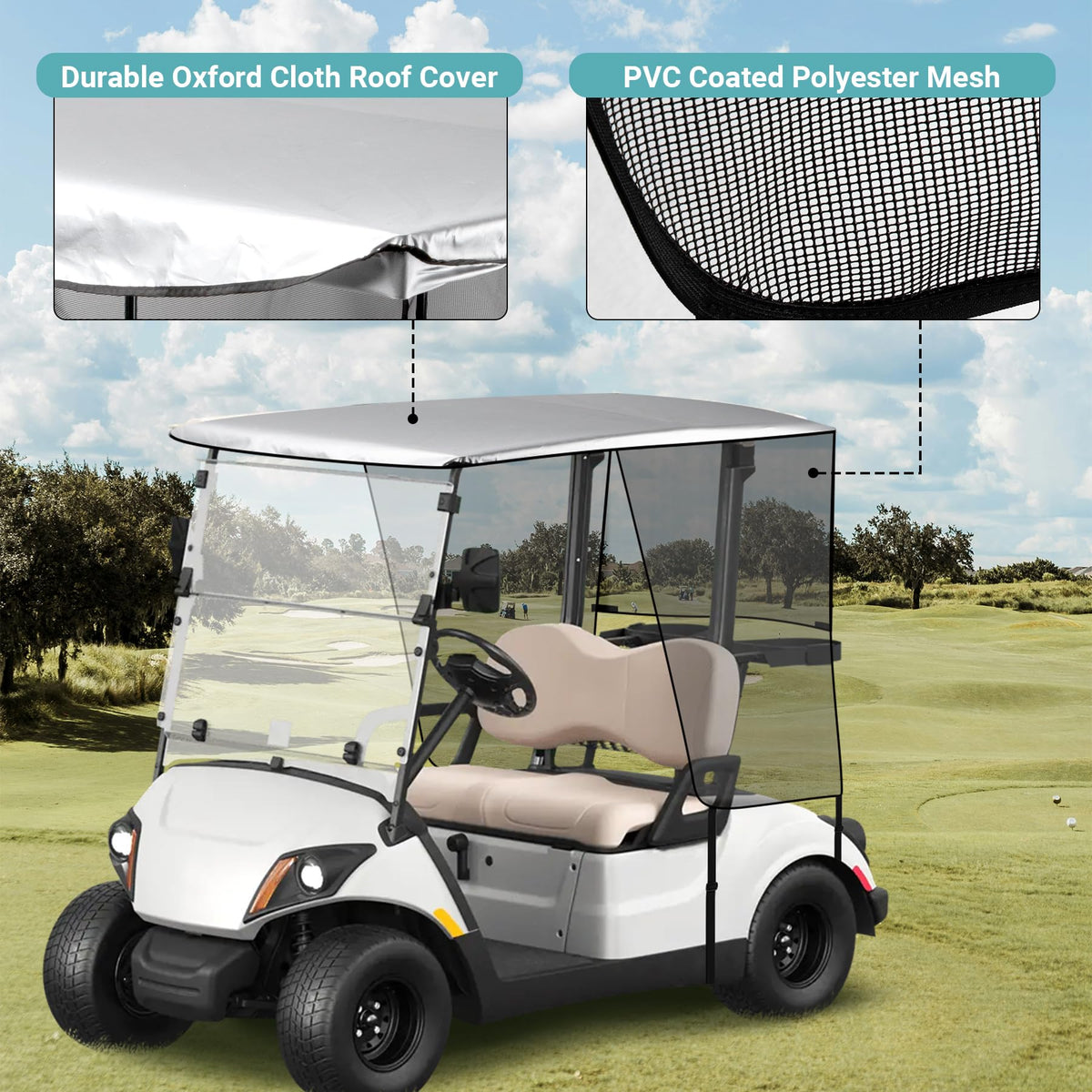 Toriexon vinyl-mesh sides providing ventilation and UV resistance