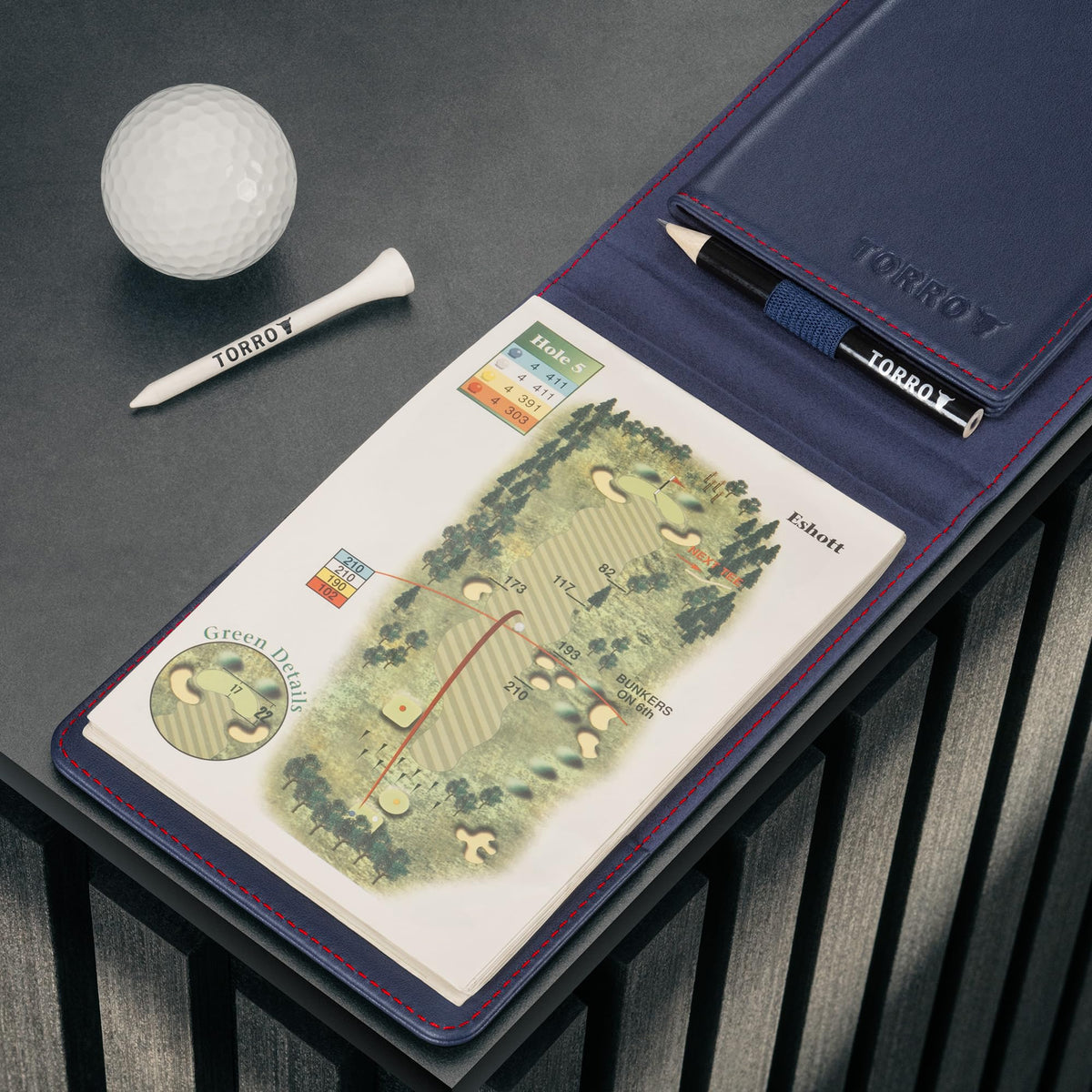 TORRO flip-up design allows quick viewing of front and back nine scores.