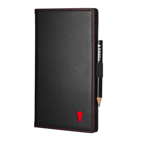 TORRO golf scorecard holder in black, front view, secure and accessible