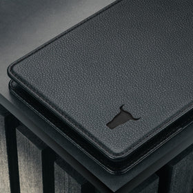 TORRO black leather close-up highlighting premium texture and finish