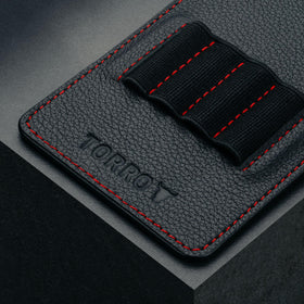 Close-up of TORRO Leather Tee Holder highlighting premium texture and craftsmanship.