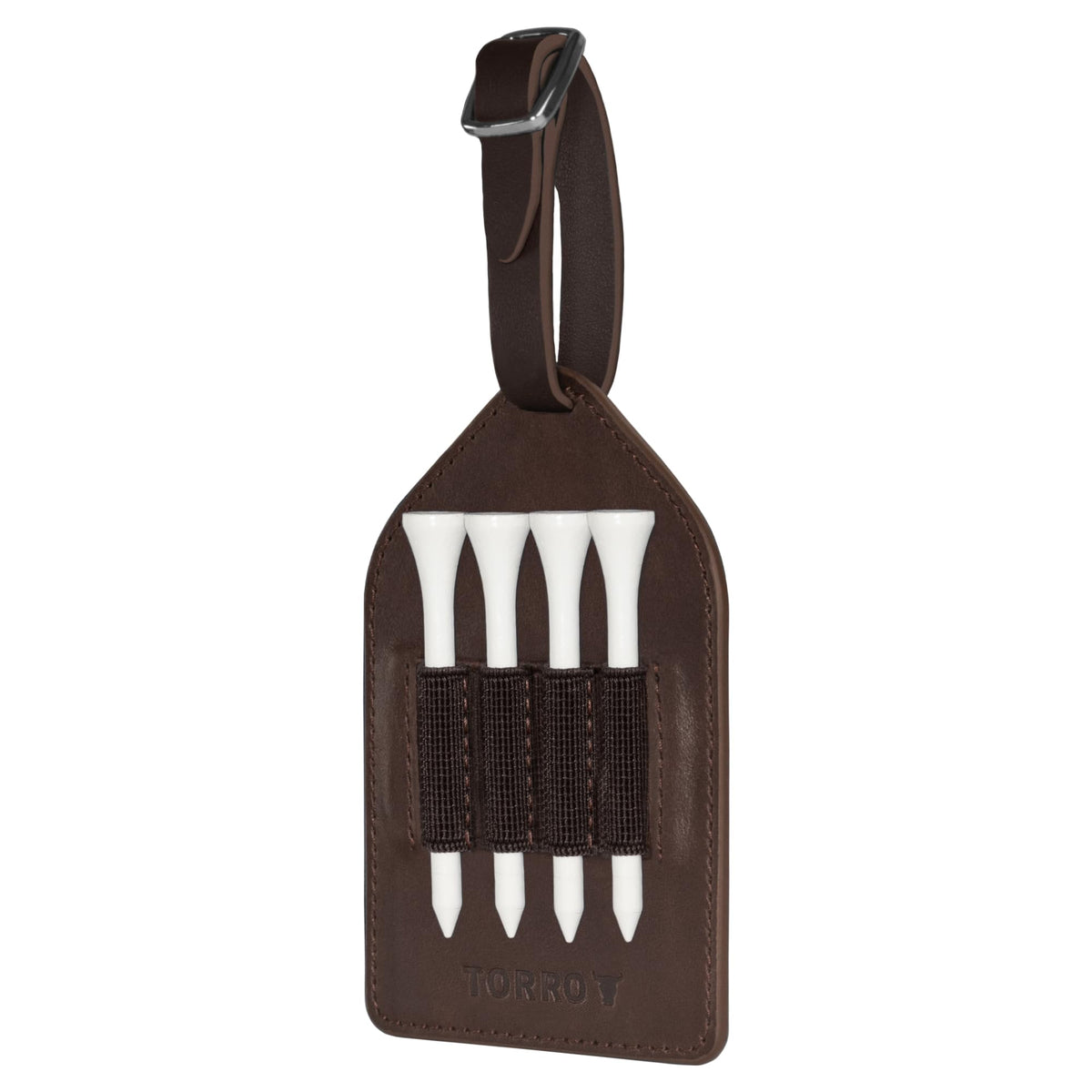 TORRO leather golf tee holder with four slots for easy access