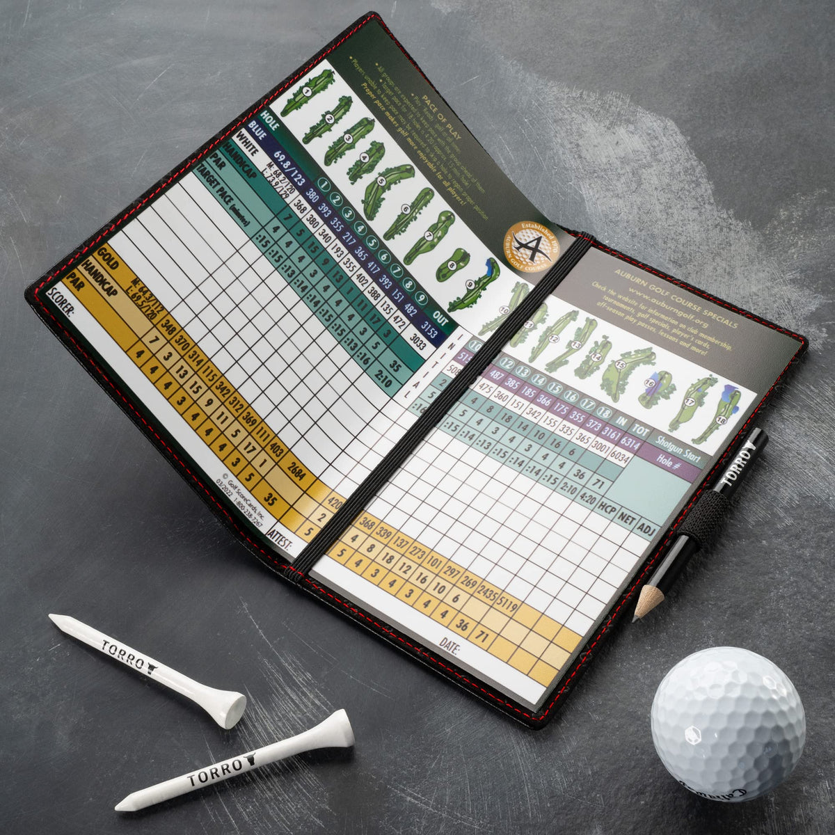 Elastic strap keeps the scorecard secure during your swing with TORRO design.