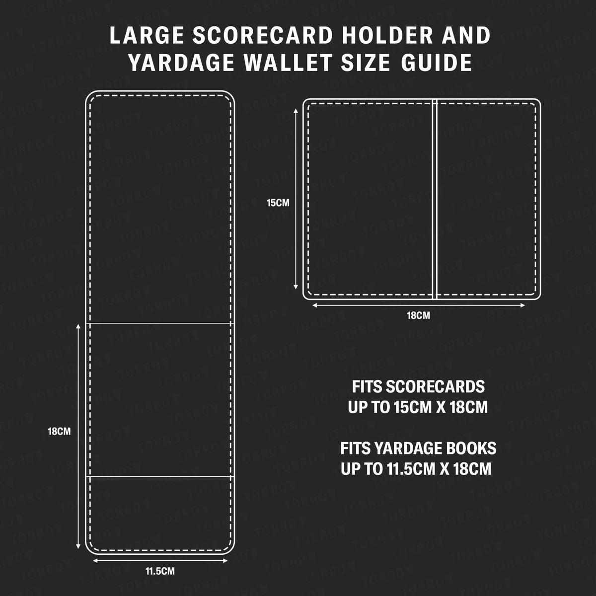 TORRO detachable scorecard holder enables flexible front and back nine scoring.