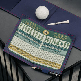 TORRO yardage book wallet with soft microfibre lining protects cards on the course.