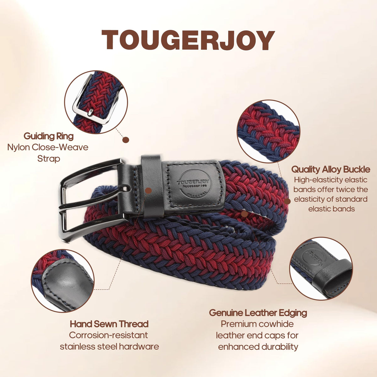 TOUGERJOY lightweight belt shown during outdoor hike for secure fit and mobility.