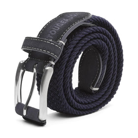 TOUGERJOY men's stretch braided belt closeup shows flexible weave for comfortable all-day wear