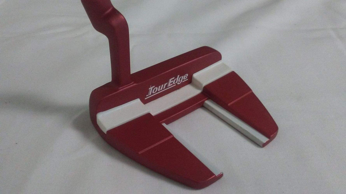 Tour Edge HP Series #2 34-inch red mallet putter top view shows jumbo grip for steadier stroke