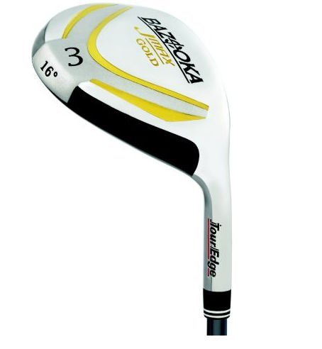 Left-handed Tour Edge JMAX Gold 5 fairway wood in hand for high launch and precision