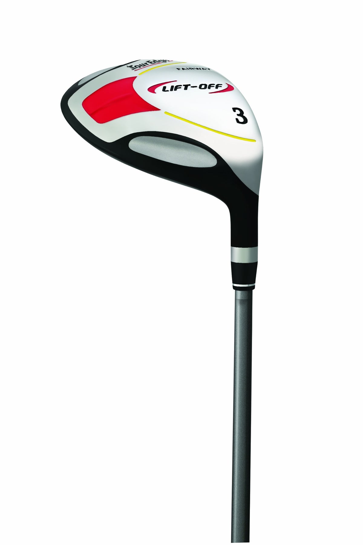 Tour Edge Lift-Off wood close-up showing graphite shaft for smooth feel and control.