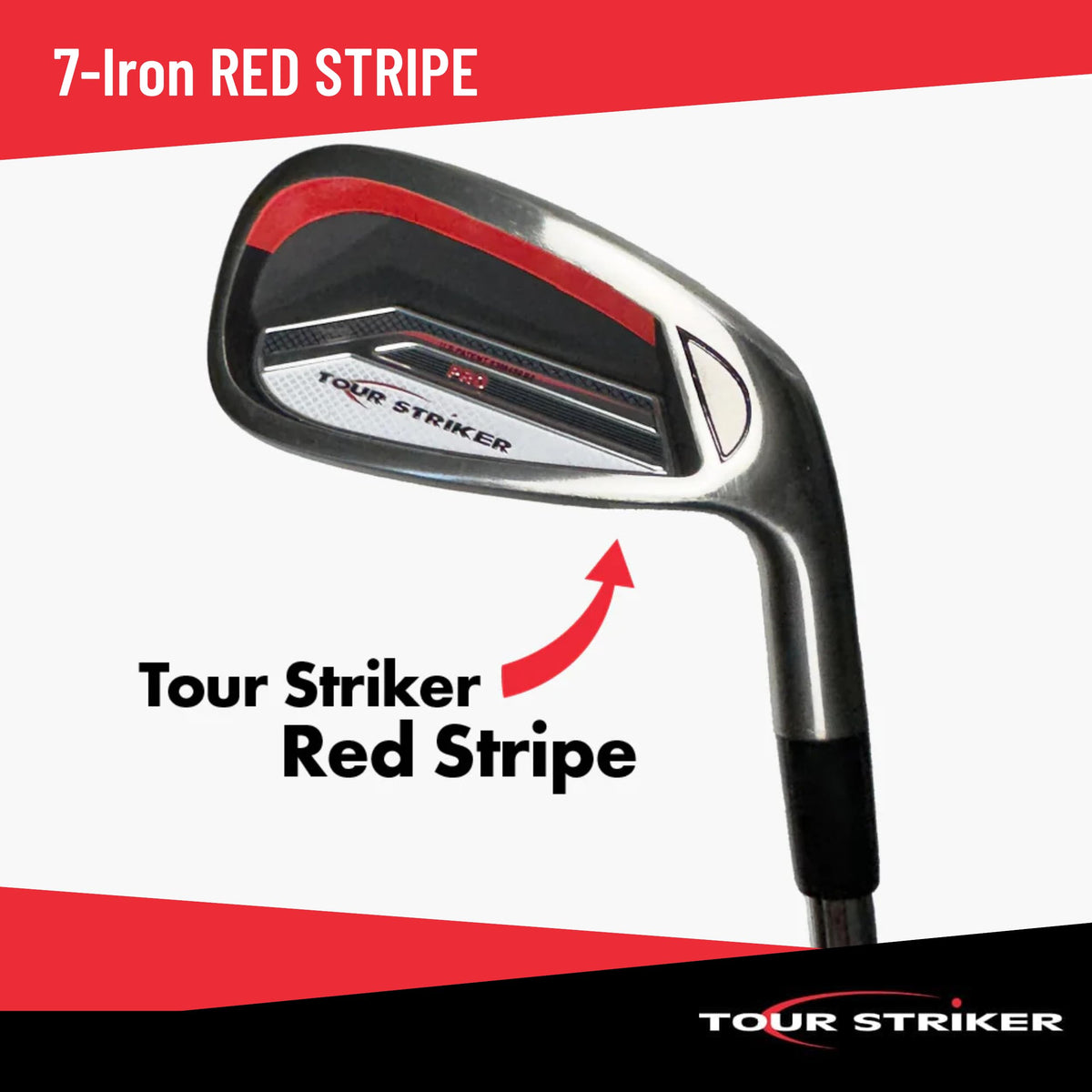 Tour Striker RED Stripe impact position focus guides better iron contact.