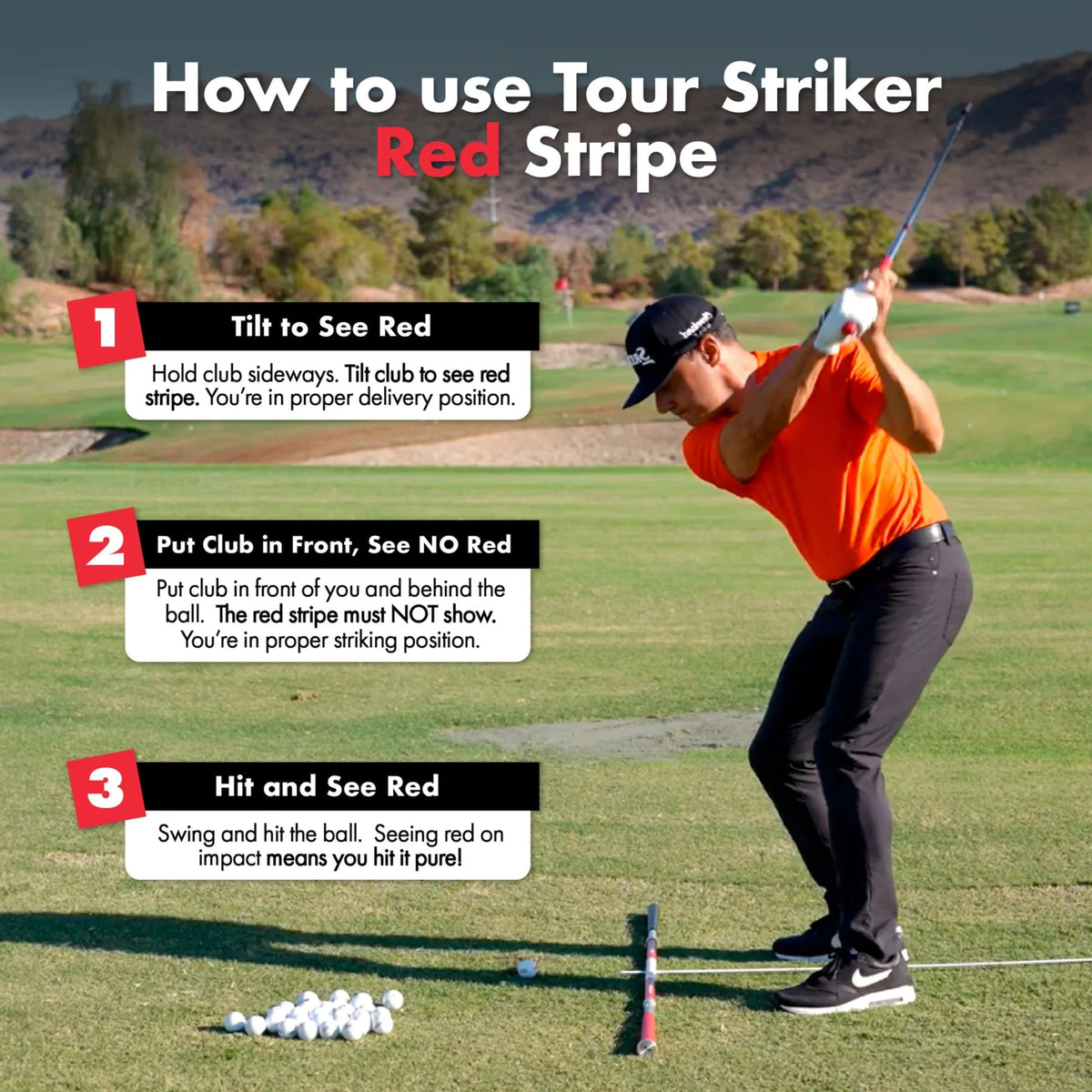 Tour Striker RED Stripe iron-play improvement visualizes consistent impact.