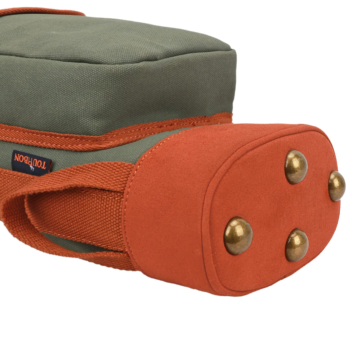 TOURBN bag uses four reinforced rivets for stable performance on surfaces.