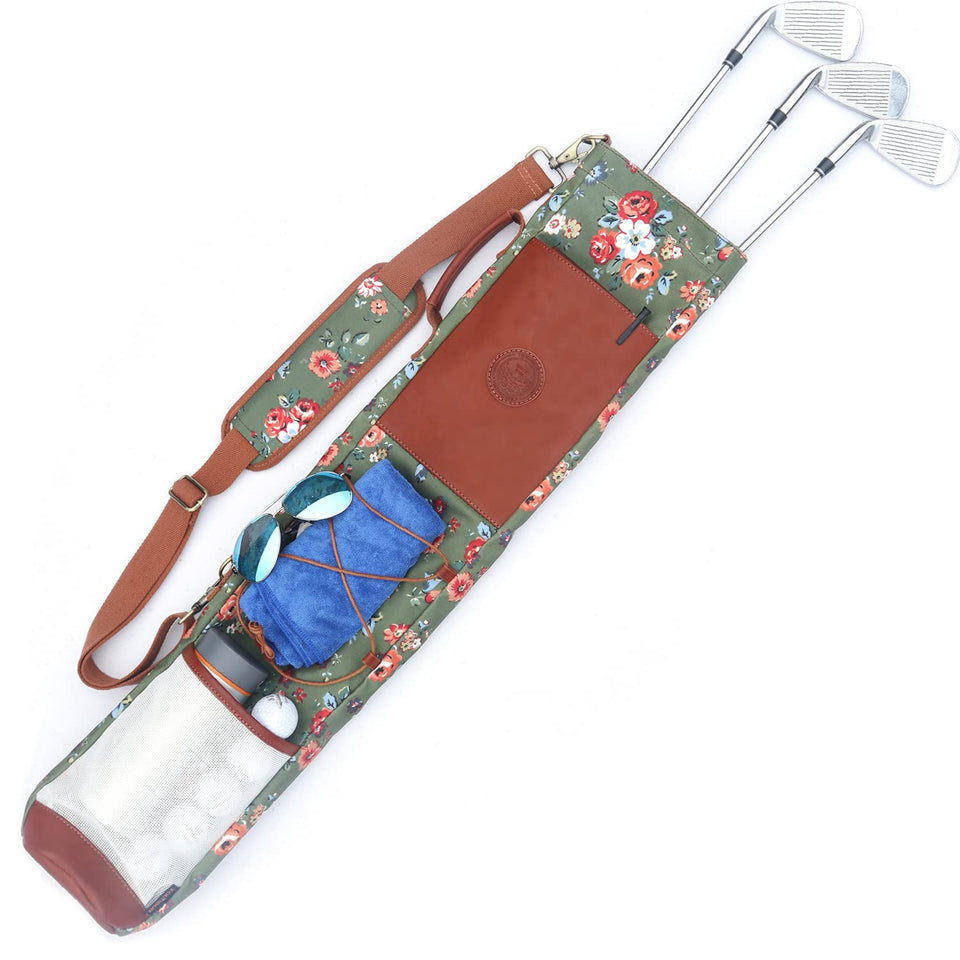 Tourbn Tourbon golf bag front view showing compact canvas design