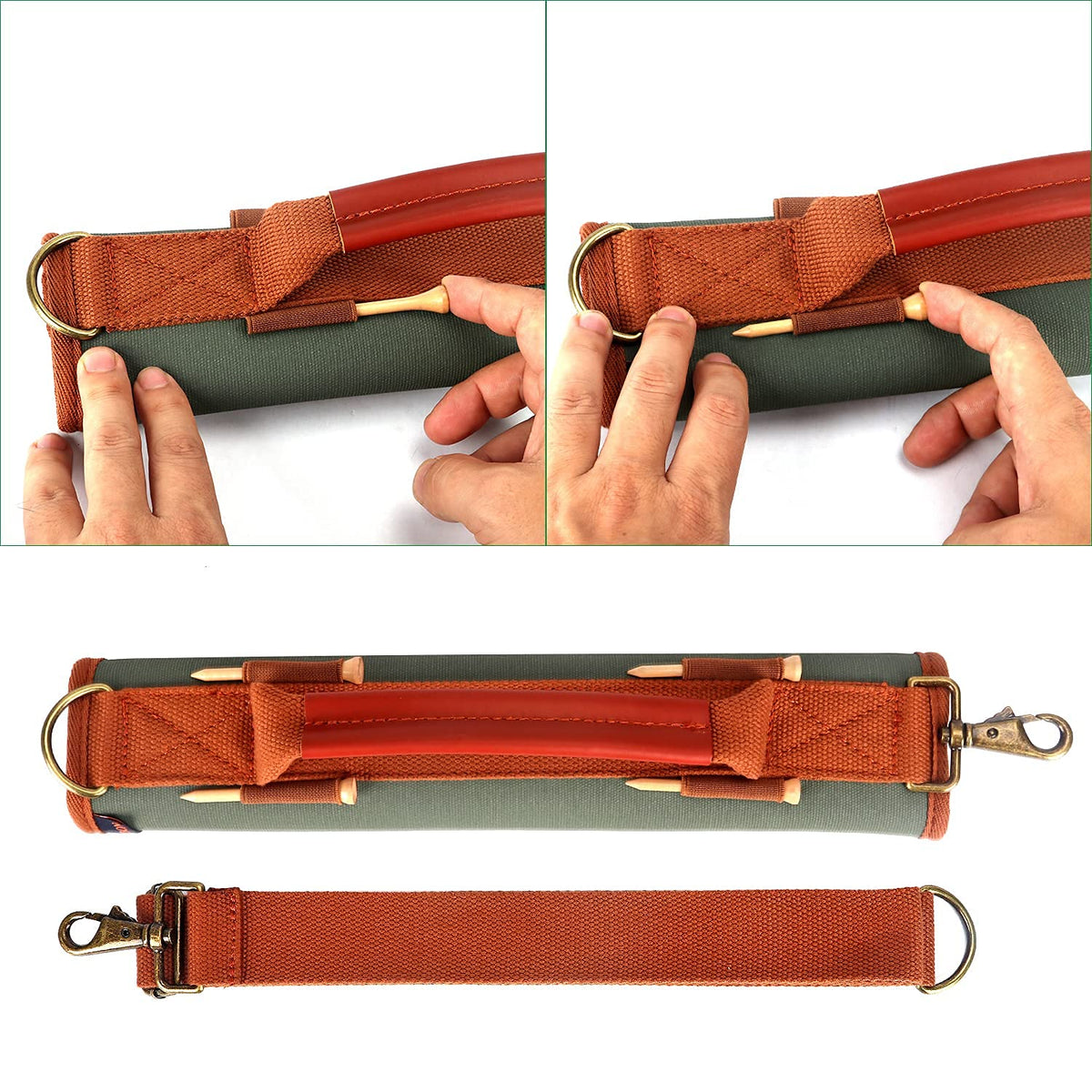 TOURBON adjustable shoulder strap provides comfortable, hands-free carrying across the course.
