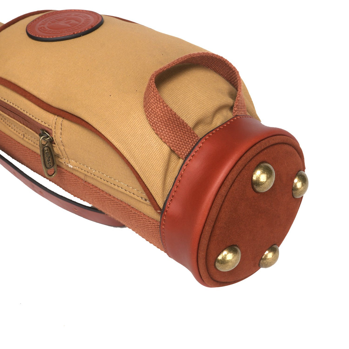 Hood cover in use to protect clubs from rain on the Tourbon bag.