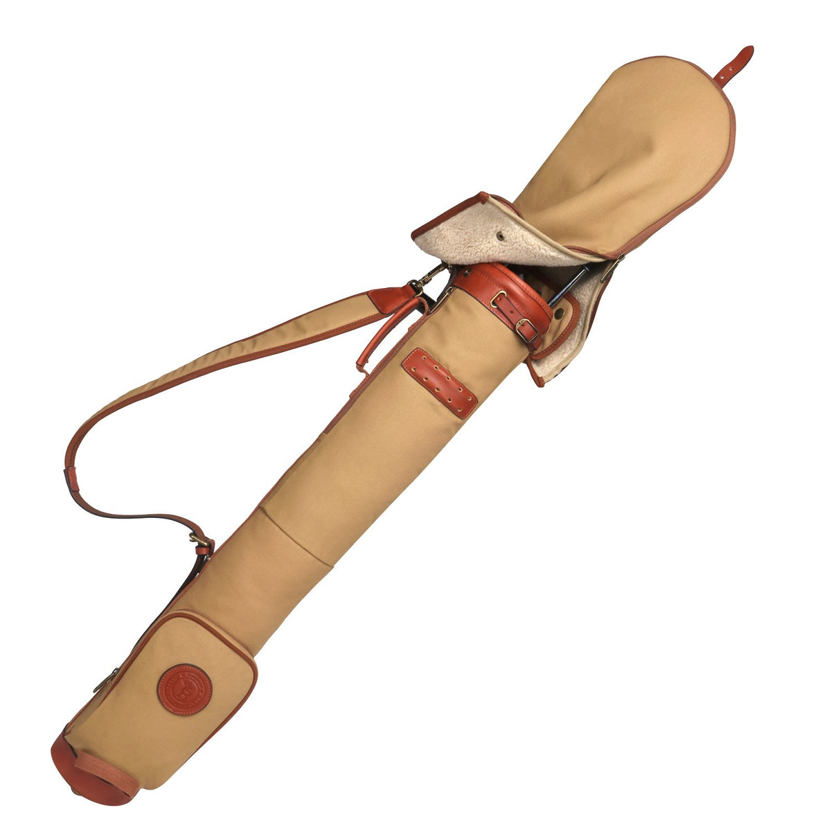 Tourbon bag upper pocket converts to rain cover with padded interior.