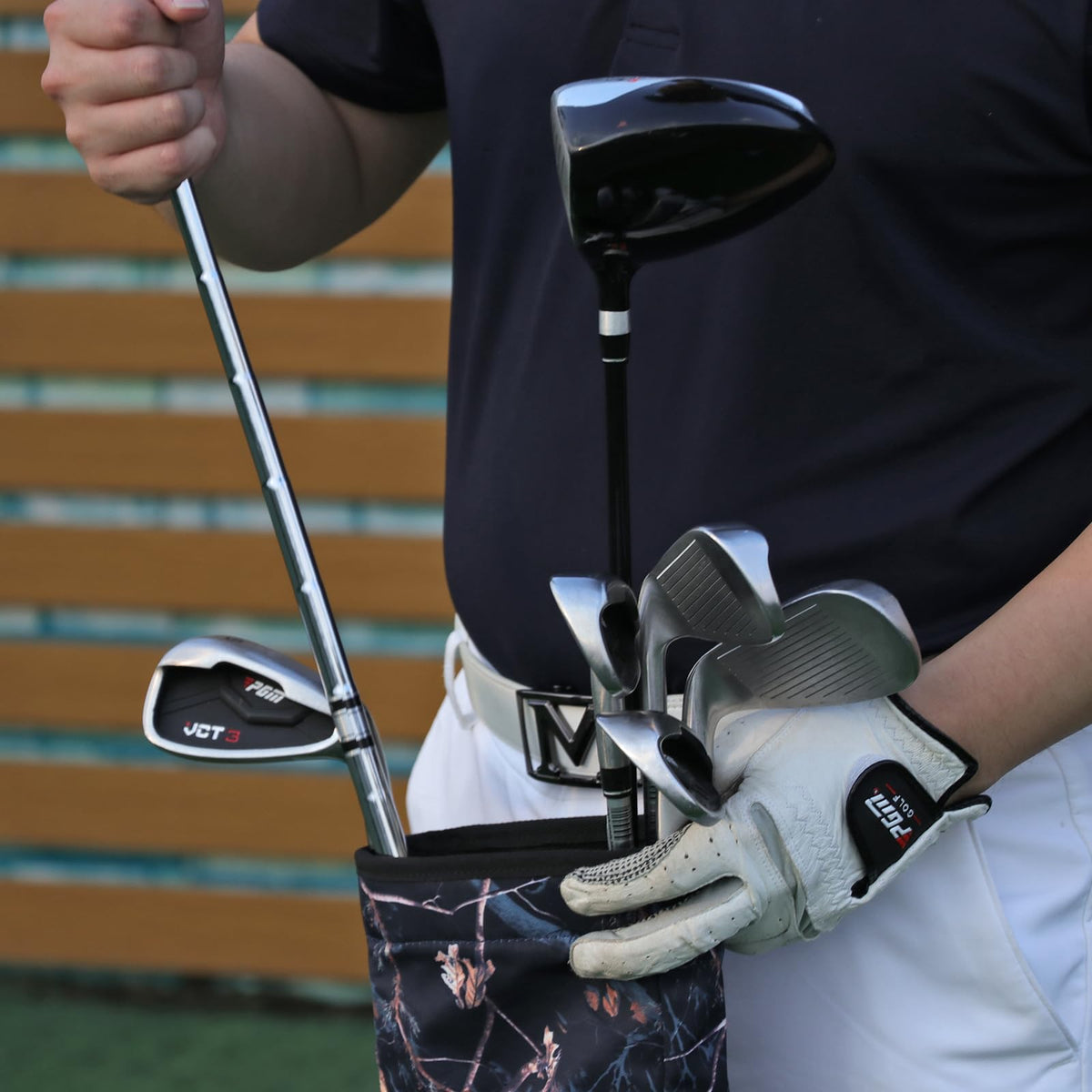TOURBON driving range companion keeps gear organized during practice.