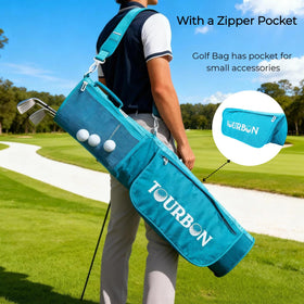 Lower pocket provides space for tools and towels during rounds.