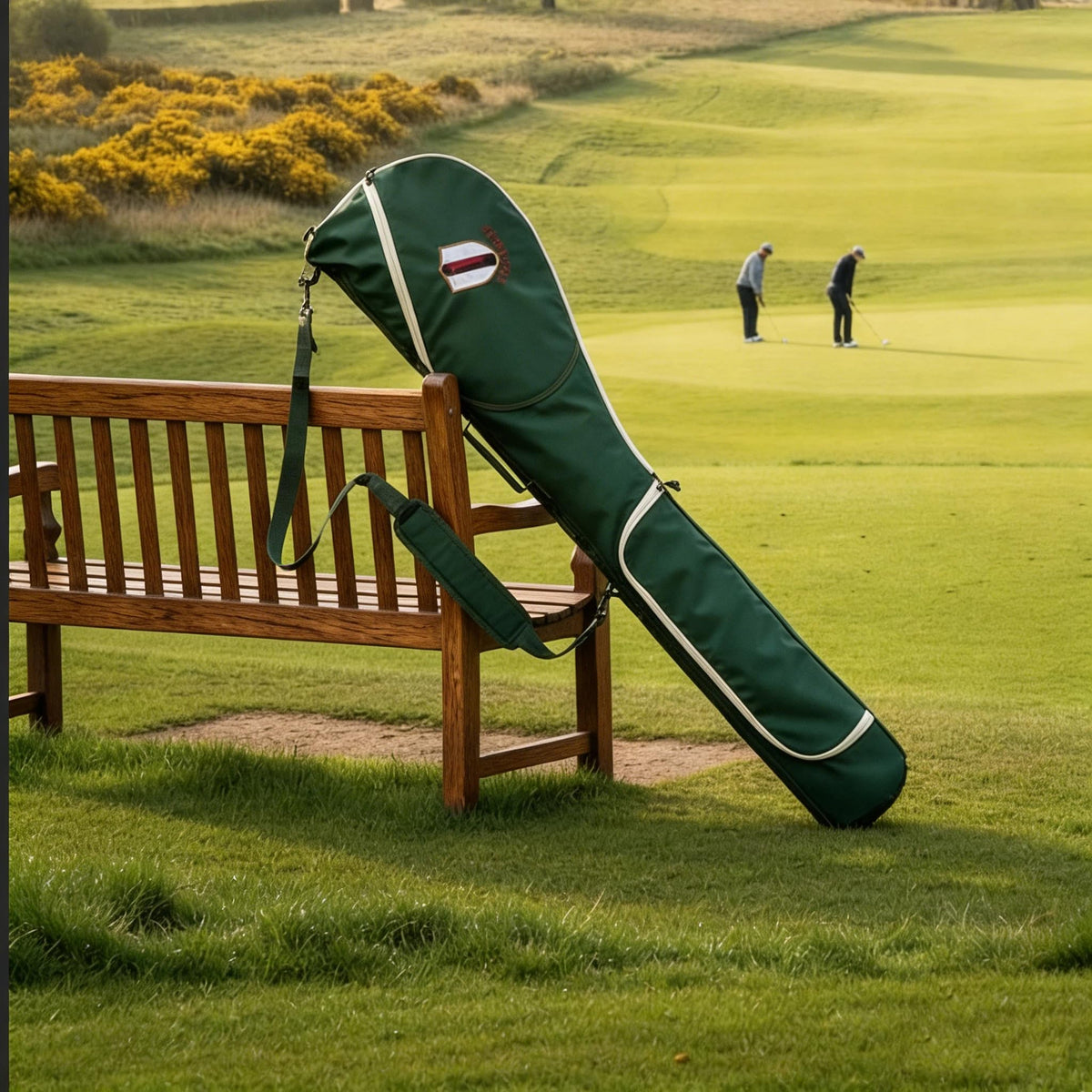 TOURBON Golf Bag Sunday Carry back view highlights side handle and easy pickup.