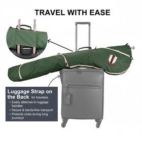 TOURBON Golf Bag Sunday Carry luggage strap helps secure it to luggage during trips.