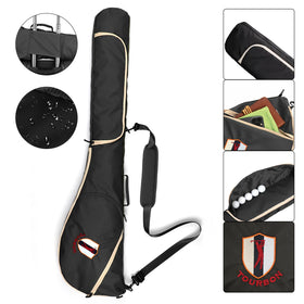TOURBON golf bag Sunday carry pockets close-up highlights two zippered compartments for gear