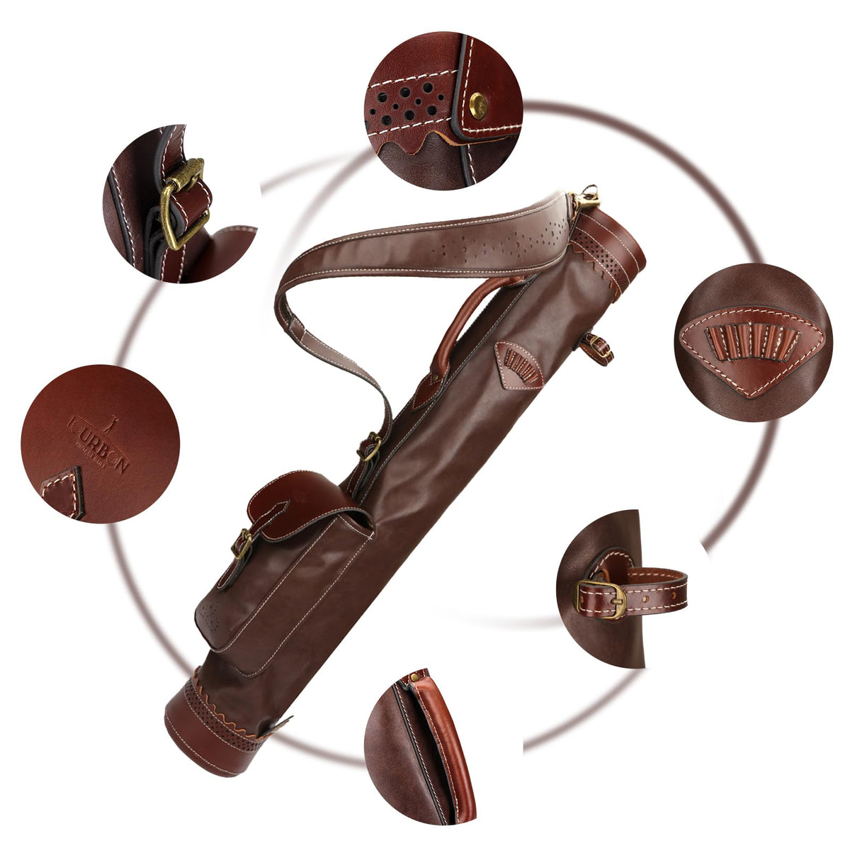 TOURBON bag front pocket with metal buckle secures small accessories.
