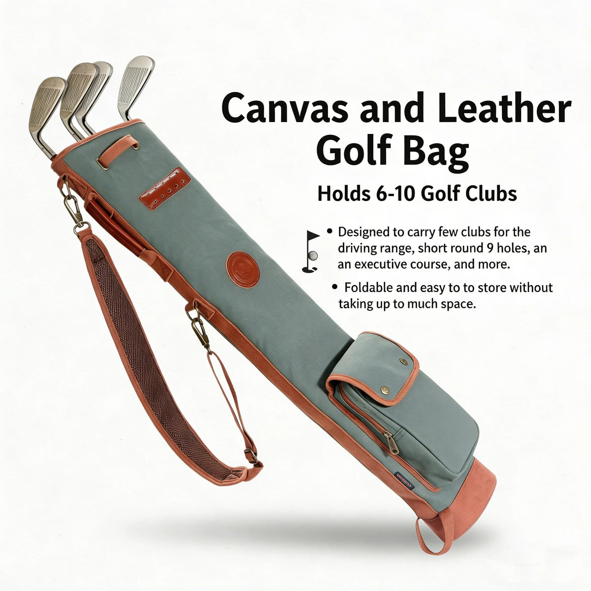 TOURBON accessory pouch detail shows extra space for small golf items.