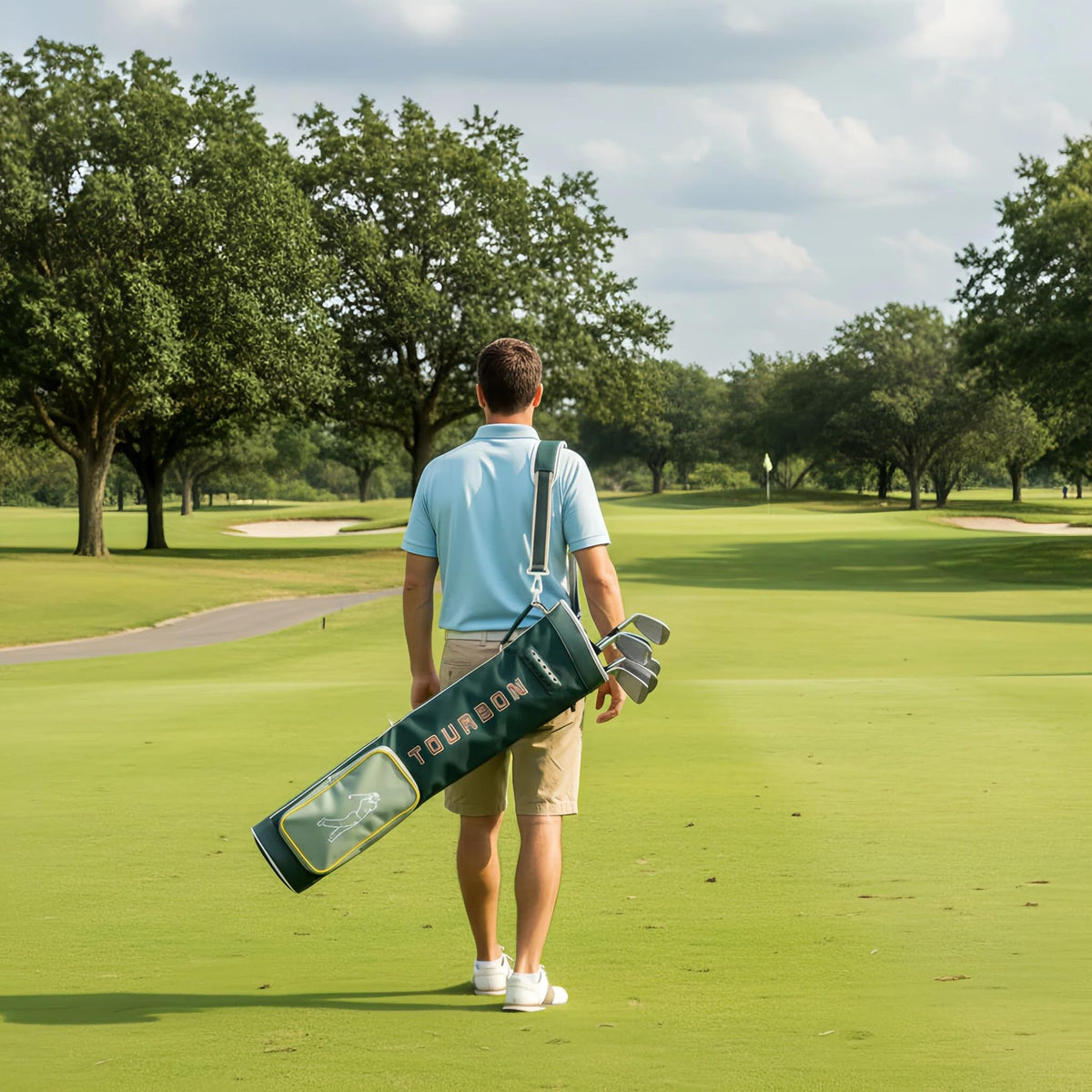 TOURBON padded shoulder strap offers comfortable hands-free carrying during practice.