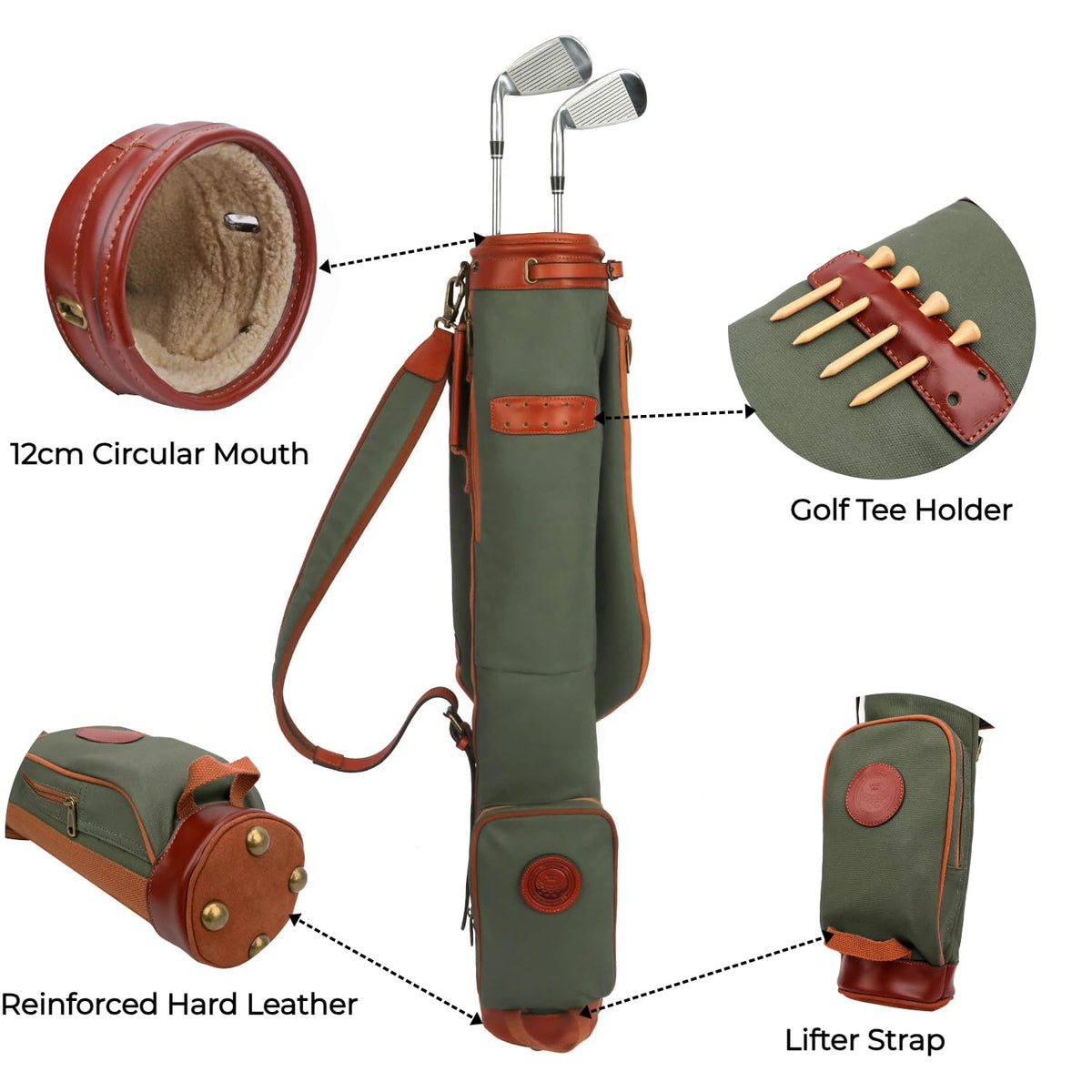 Tourbon Vintage bag upper-front-pocket converts into rain cover with padded interior.