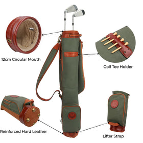 Tourbon Vintage bag upper-front-pocket converts into rain cover with padded interior.