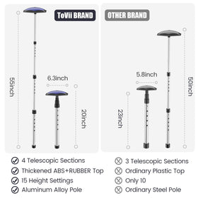 Removable blue support rod highlights easy assembly and compact storage