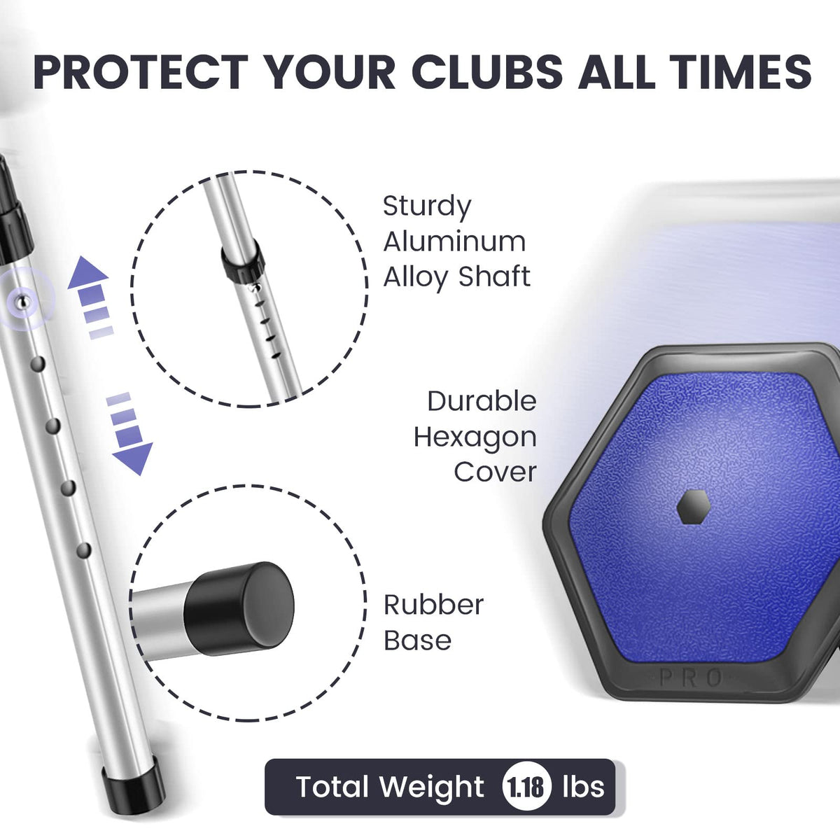 ToVii golf travel bag support rod extended shows strong aluminum construction for safe transport