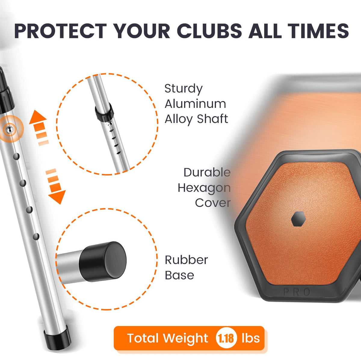 ToVii Golf Travel Bag Support Rod extended length demonstrates adjustable fit for bags.
