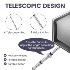 ToVii push-button lock enables quick, secure adjustment.