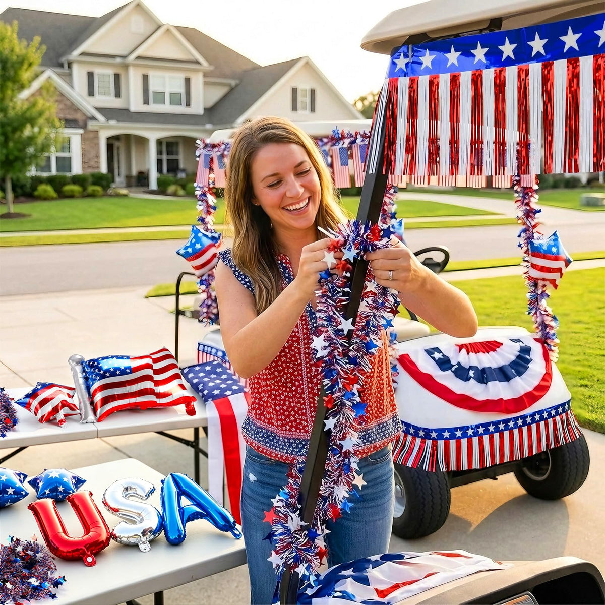 TowWolf patriotic golf cart setup delivers a complete look in minutes.