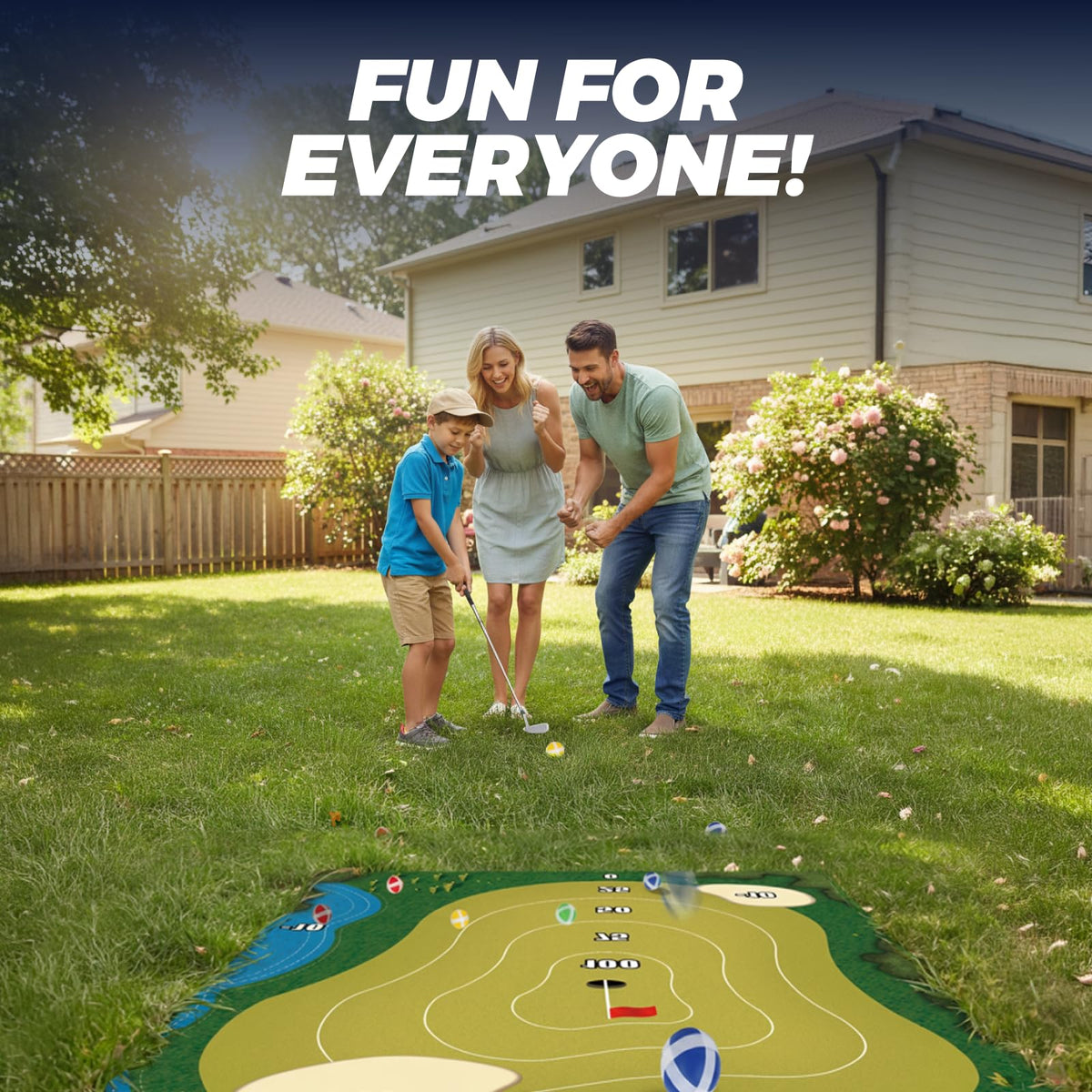 TOY Life Chipping Golf Practice Mat: versatile backyard setup for family fun.
