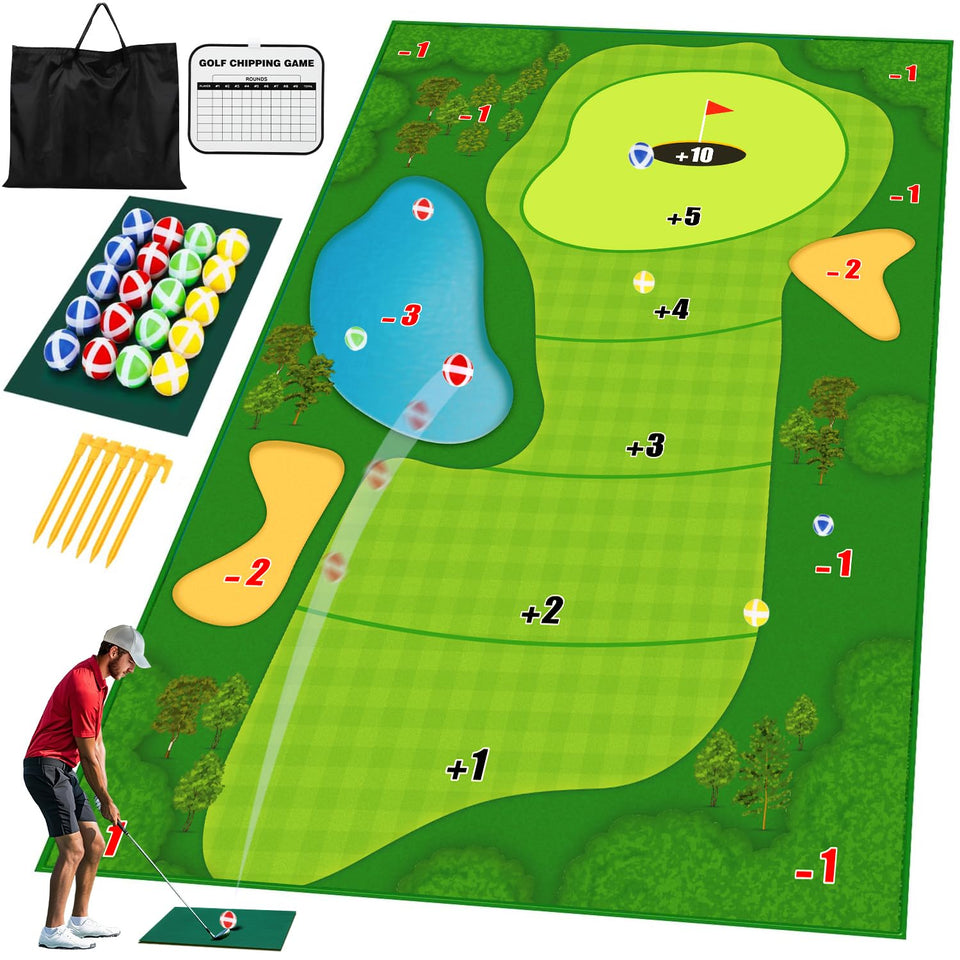 TOY Life chipping golf mat for indoor or outdoor family practice.