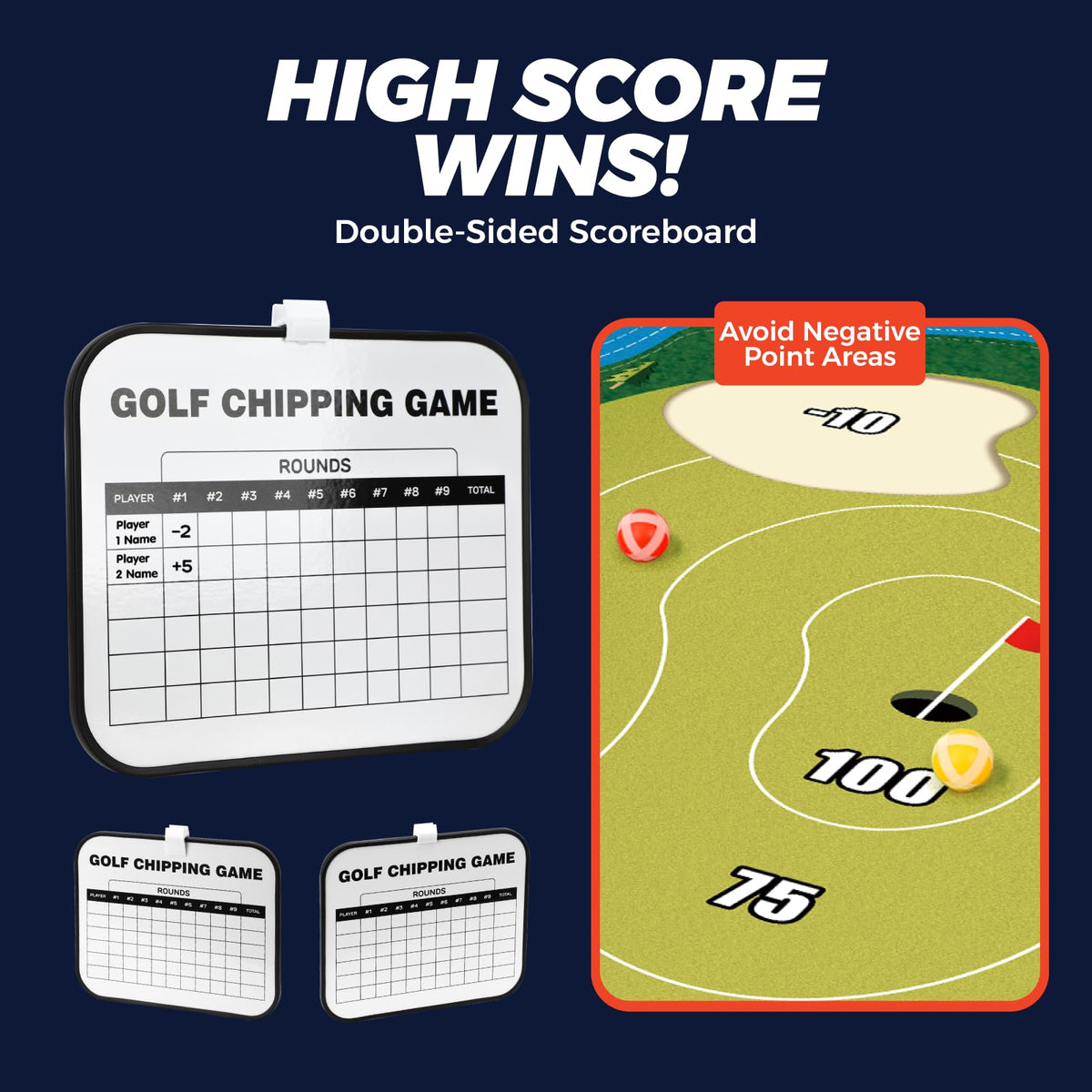 TOY Life Chipping Golf Practice Mat: complete set ready for quick play sessions.
