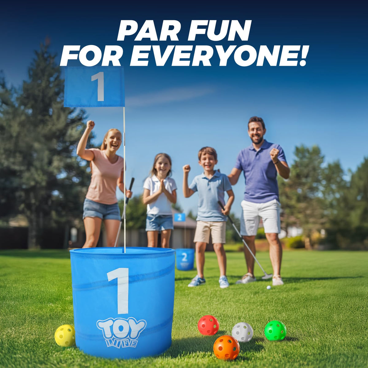 TOY Life Golf Bucket Set flag marks target holes for precise aim.