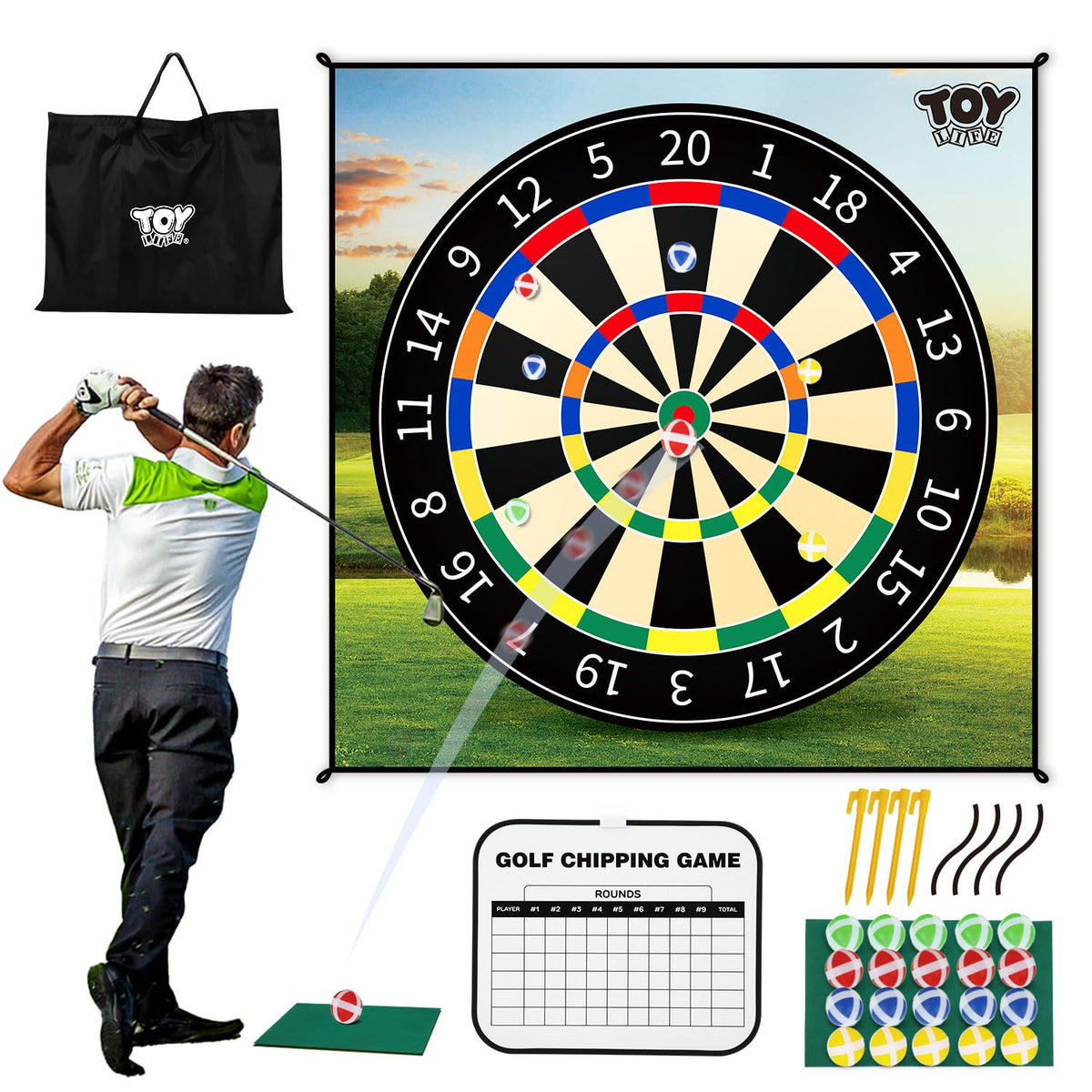 TOY Life Golf Chipping Game Set target mat for precise backyard chipping practice.